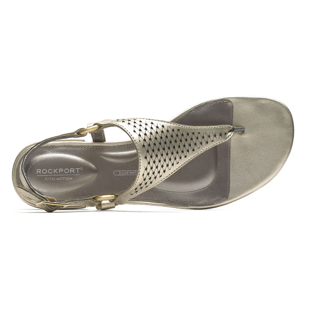 Rockport Sandals For Womens Gold - Total Motion Zosia Thong - YK4328067